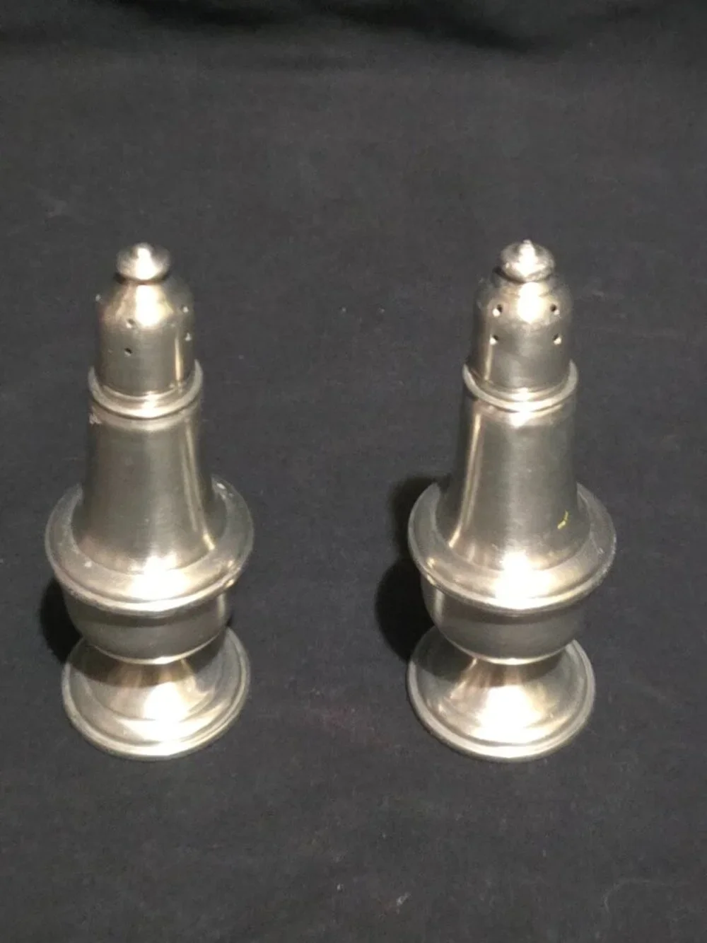 Vtg Empire Pewter Weighted Salt and Pepper Shaker Set #742